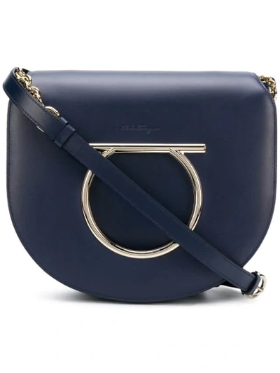 Shop Ferragamo Medium Vela Shoulder Bag In Blue