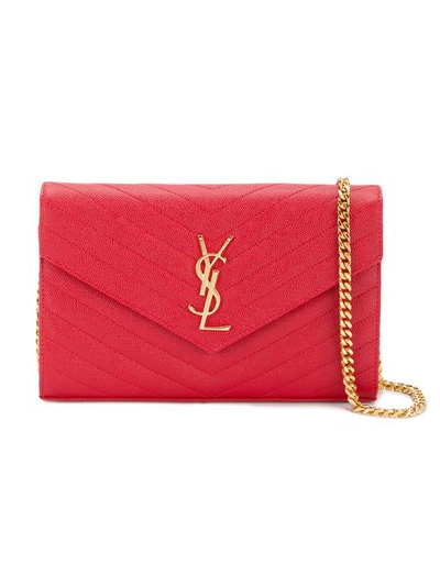 Shop Saint Laurent Monogram Shoulder Bag In Red