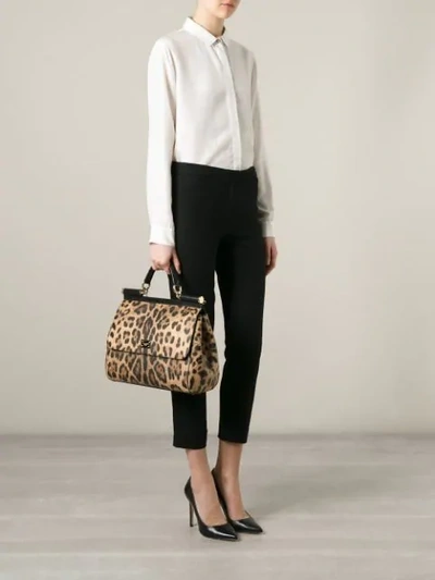 Shop Dolce & Gabbana Medium Sicily Shoulder Bag - Neutrals