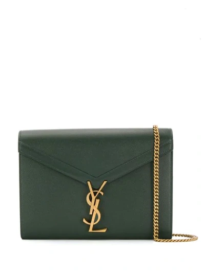 Shop Saint Laurent Cassandra Medium Top Handle Bag In Green
