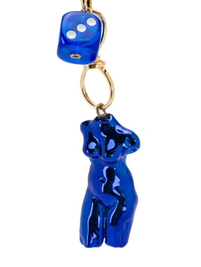 Shop Marni Dice And Statue Motif Bag Charm In Blue