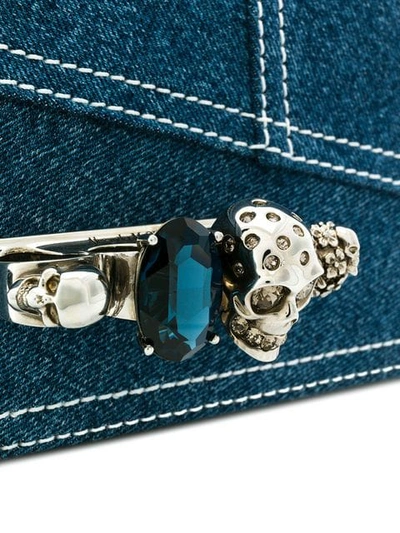 Shop Alexander Mcqueen Jewelled Satchel In Blue