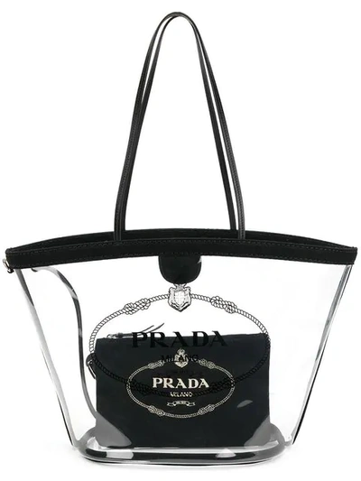 Shop Prada Transparent Tote In F0002 Black