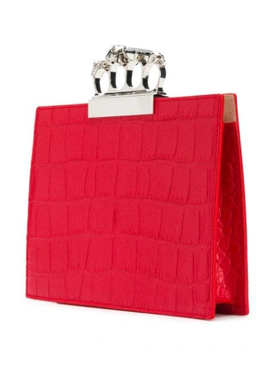 Shop Alexander Mcqueen Four-ring Clutch Bag - Red