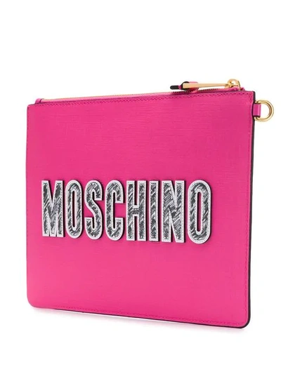Shop Moschino Brushstroke Teddy Bear Clutch In Pink
