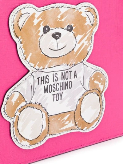 Shop Moschino Brushstroke Teddy Bear Clutch In Pink