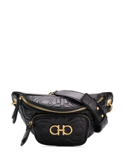 Shop Ferragamo Quilted Logo Belt Bag In Black