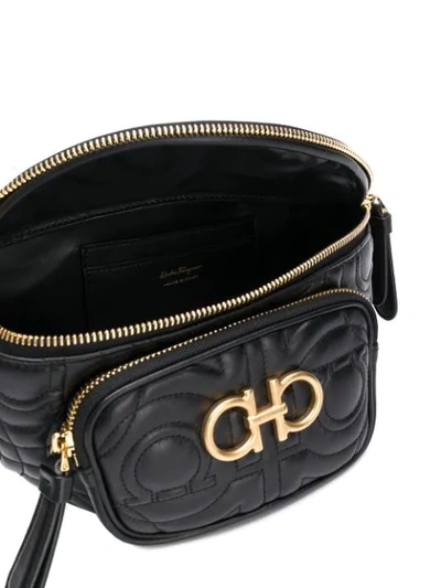 Shop Ferragamo Quilted Logo Belt Bag In Black