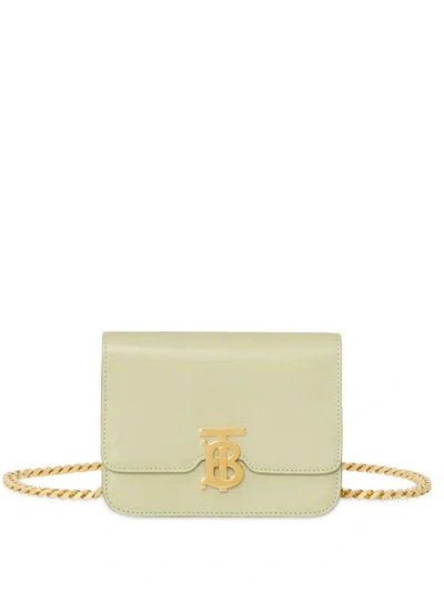 Shop Burberry Leather Belted Tb Bag In Neutrals