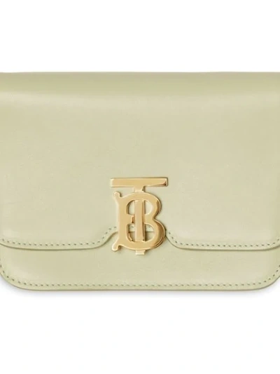 Shop Burberry Leather Belted Tb Bag In Neutrals