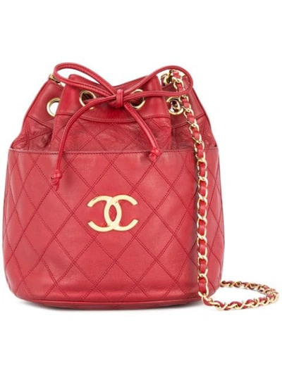 Pre-owned Chanel 1986-1988  Cosmos Quilted Cc Chain Shoulder Bag In Red