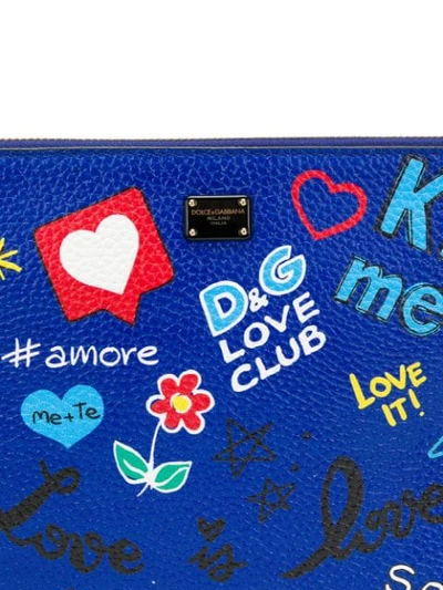 Shop Dolce & Gabbana Sketch Print Clutch In Blue