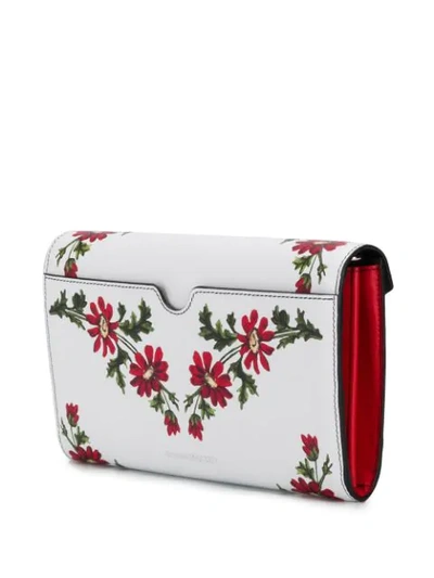 Shop Alexander Mcqueen Floral Pin Wallet On Chain In White