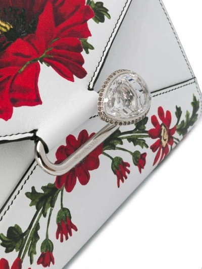 Shop Alexander Mcqueen Floral Pin Wallet On Chain In White