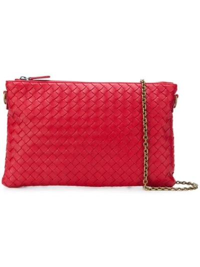 Shop Bottega Veneta Woven Crossbody Bag In Red