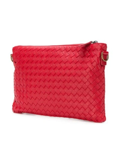 Shop Bottega Veneta Woven Crossbody Bag In Red