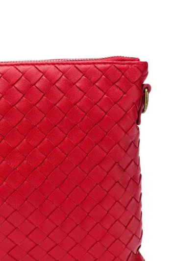 Shop Bottega Veneta Woven Crossbody Bag In Red