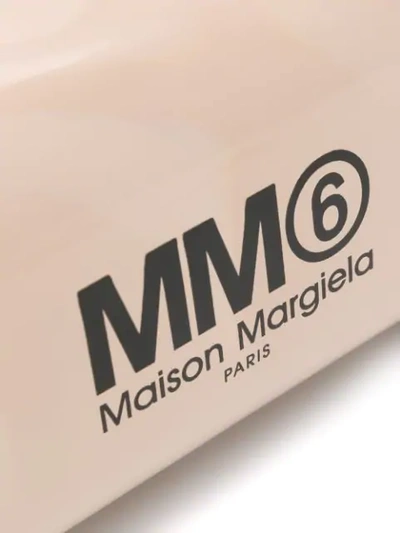 Shop Mm6 Maison Margiela Logo Zipped Clutch In Neutrals