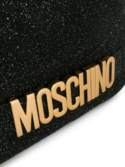 Shop Moschino Small Glitter Backpack In Black