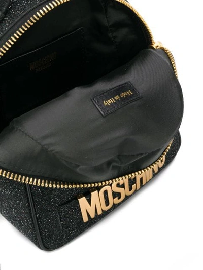 Shop Moschino Small Glitter Backpack In Black