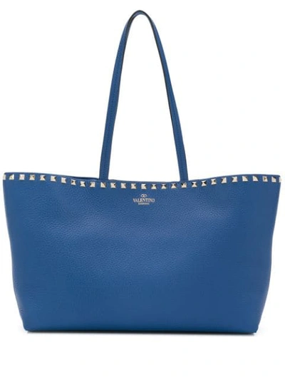 Shop Valentino Garavani Rockstud Tote Bag In Blue