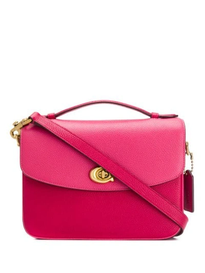 Shop Coach Textured Shoulder Bag In Pink