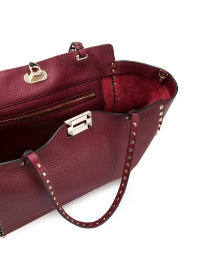 Shop Valentino Rockstud Tote Bag In Red