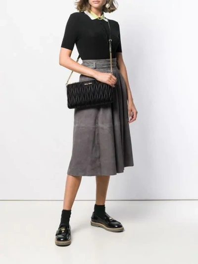 Shop Miu Miu Textured Shoulder Bag In Black