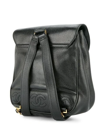 Pre-owned Chanel Vintage Turnlock Flap Backpack - Black