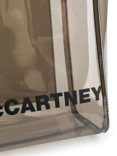 Shop Stella Mccartney Transparent Logo Tote In Grey