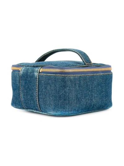 Pre-owned Chanel Vintage Denim Flat Cosmetic Bag - Blue