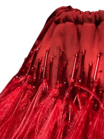 Shop Attico Ostrich Feather Pouch In Red