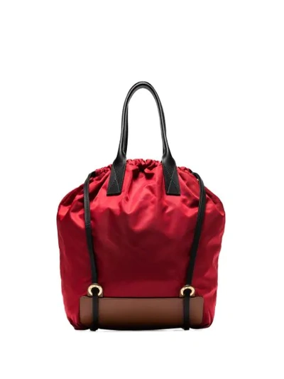 Shop Marni Drawstring Tote Bag In Red