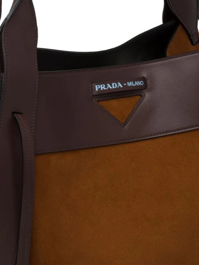 Shop Prada Ouverture Large Tote Bag In Brown