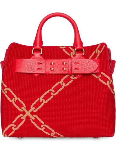 Shop Burberry The Small Knitted Link Belt Bag - Red