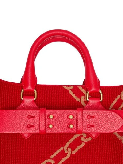 Shop Burberry The Small Knitted Link Belt Bag - Red