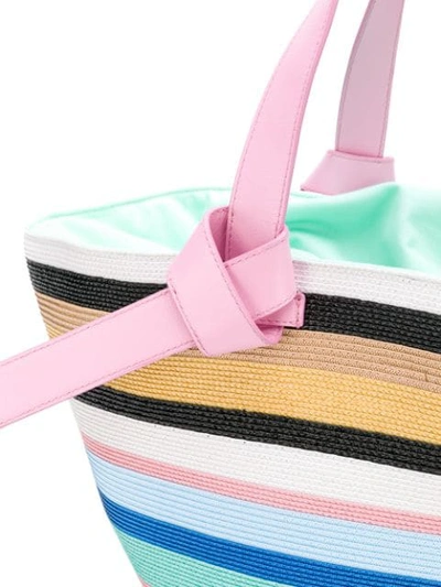 Shop Emilio Pucci Multicolour Raffia Stripe Beach Tote Bag In Pink
