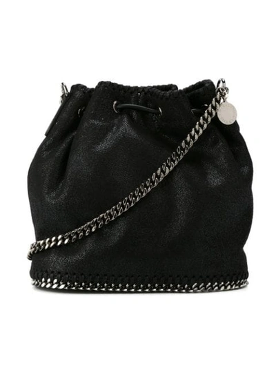 Stella Mccartney Falabella Shaggy Deer Bucket Bag In Black