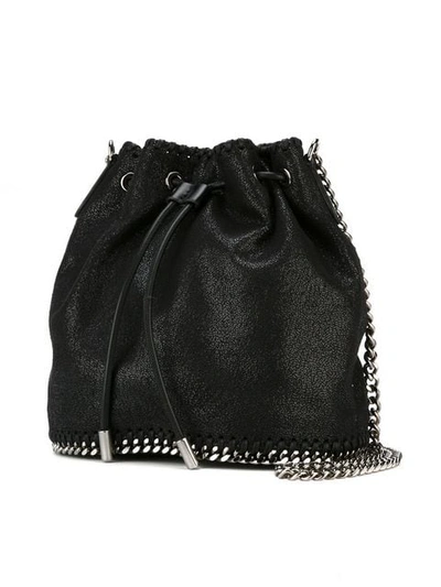 Stella Mccartney Falabella Shaggy Deer Bucket Bag In Black