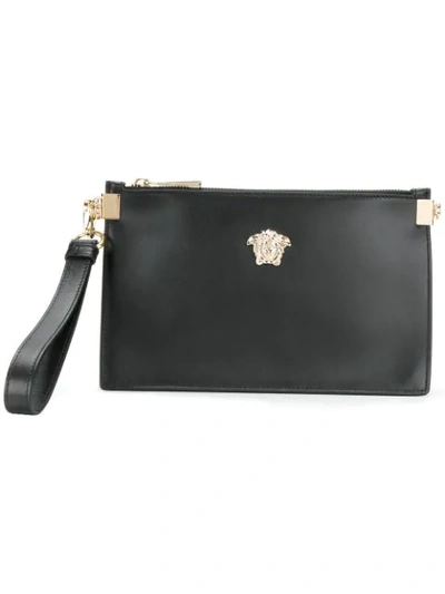 Shop Versace Small Palazzo Wristlet Clutch In Nero