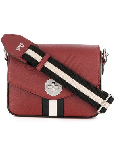 Shop Bally Stripe Detail Crossbody Bag In Red