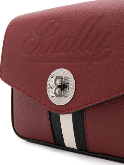 Shop Bally Stripe Detail Crossbody Bag In Red