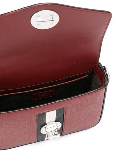 Shop Bally Stripe Detail Crossbody Bag In Red