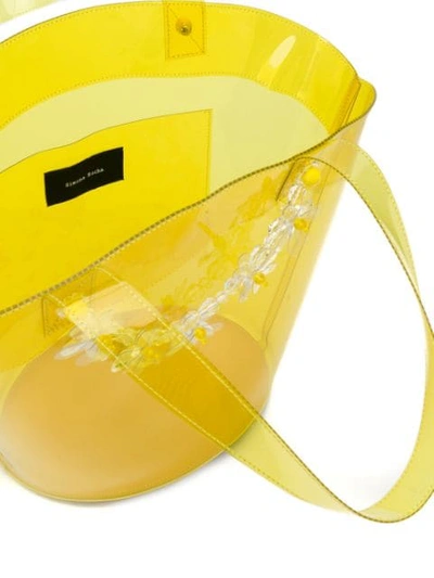 Shop Simone Rocha Flower Transparent Bucket Bag In Yellow