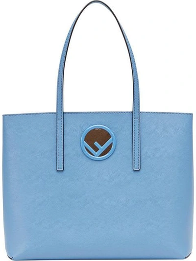 Shop Fendi Logo Shopper Tote In Blue