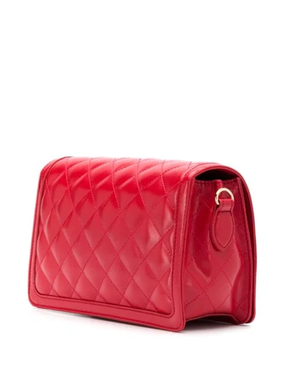 Shop Love Moschino Logo Quilted Bag In Red