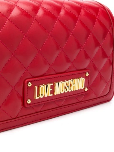 Shop Love Moschino Logo Quilted Bag In Red