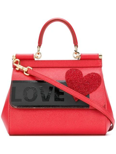 Shop Dolce & Gabbana Mini Sicily Tote Bag In Red