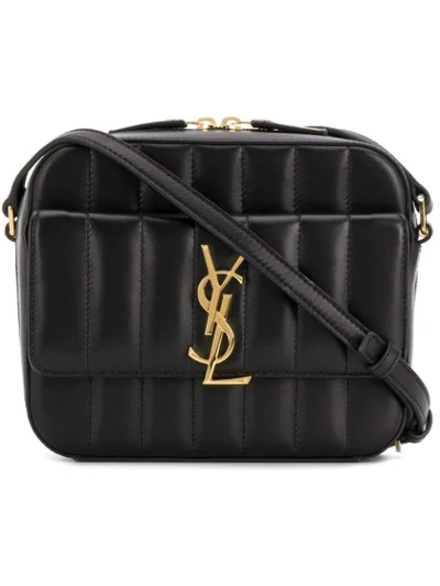 Shop Saint Laurent Vicky Quilted Crossbody Bag In Black