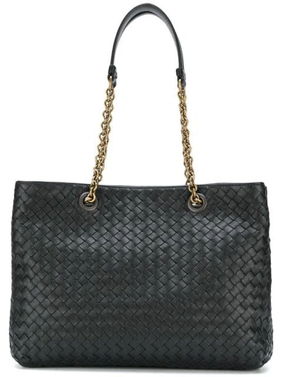 Shop Bottega Veneta Nero Intrecciato Nappa Medium Tote In Black